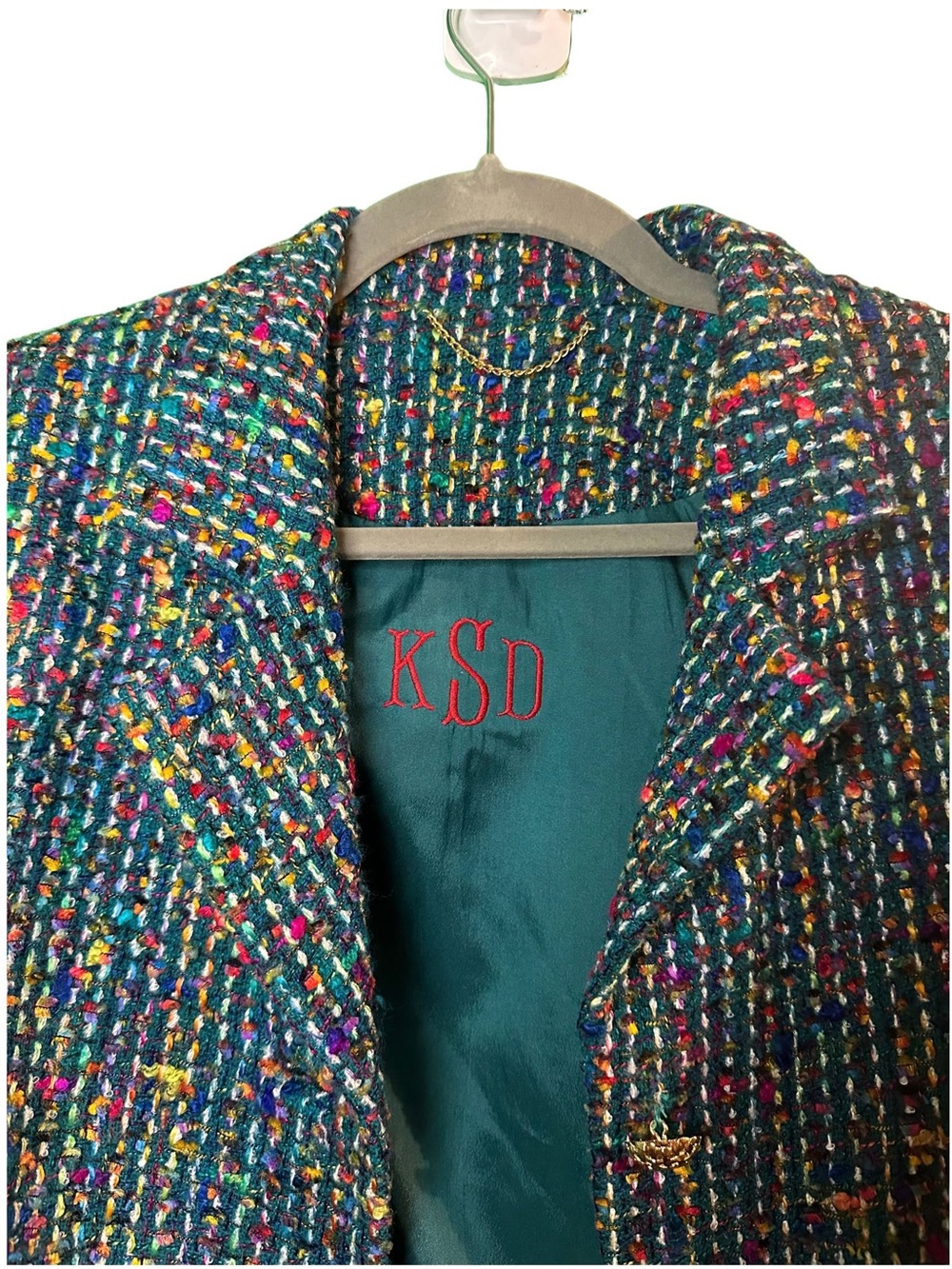 Vintage 80s Doncaster Custom Rainbow Confetti Tweed Blazer